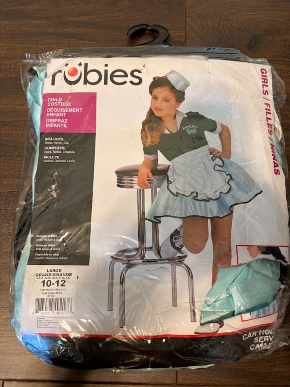 Rubies Car Hop Girl's Costume Large 10-12 50's Dinner Waitress